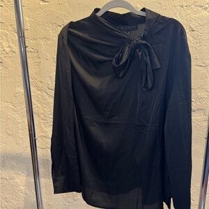 Eloquii Black Tie Front Blouse